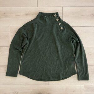 J. Crew Womens‎ Large Cowl Neck Button Pullover Sweater Green